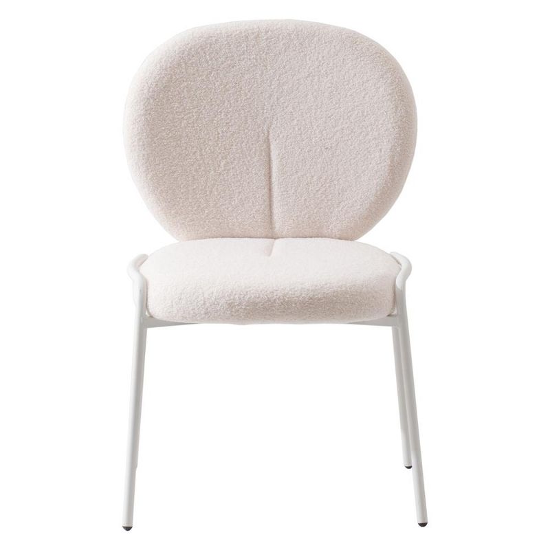 LeisureMod Celestial Modern Dining Chair in Upholstered Cotton Boucle with White Iron Frame, 2 of 6