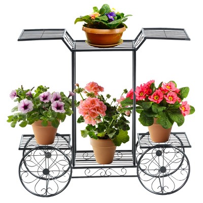 2 Pieces Iron Hanging Flower Rack, Round Hanging Flower Rack, Iron Hollow  Out Round Iron Hook Pot For Home, Balcony, Garden, Railing, Fence (black,  Wh