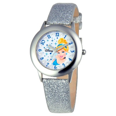 Girls' Disney Princess Cinderella Stainless Steel Glitz Watch - Silver