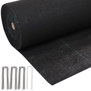 Sunnydaze UV Resistant Landscape Fabric Weed Barrier Fabric with 70 Landscape Staples, 4-Foot Wide x 300-Foot Long, Black - 1 of 4