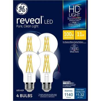 GE 11W 4pk Reveal A19 LED Medium Base Light Bulbs