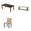 4 PCS Farmhouse Extendable Dining Table Set, Solid Wood Table with Removable Leaf, Wood Frame Bench and Chair with Rattan Cushion-Baofuwish - 4 of 4