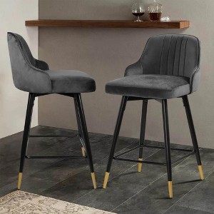 Bekrvio Swivel Barstools with Back, Counter Height, Velvet Upholstered - 1 of 4