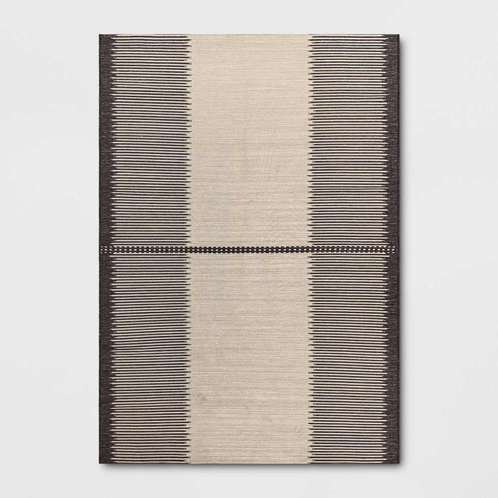 Photos - Area Rug 7'x10' Neutral Lines Outdoor  Beige/Black - Threshold™