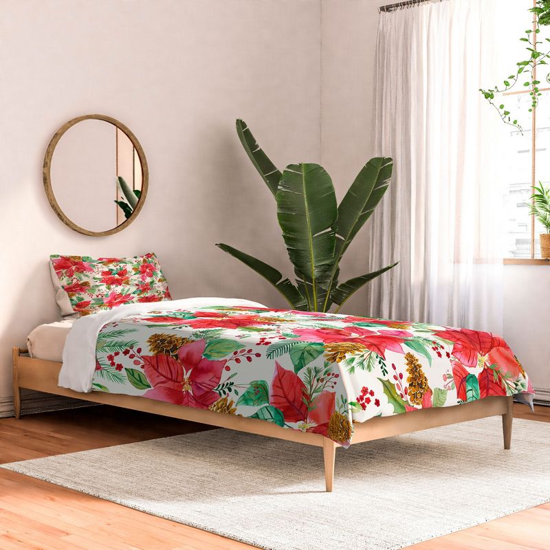 Ninola Design Poinsettia holiday flowers Comforter + Pillow Sham(s) - Deny Designs, 2 of 4