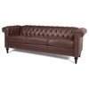 83.66" PU Leather Square Arm 3-Seater Sofa with Removable Cushions and Nailhead Trim - 4 of 4