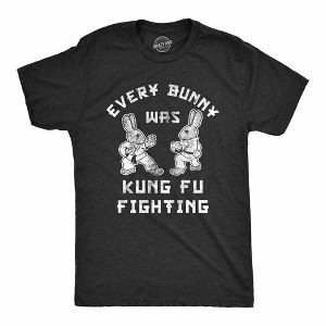 Mens Every Bunny Was Kung Fu Fighting T Shirt Funny Graphic Tee Cool Holiday Gift Fun - Crazy Dog Men's T Shirt - 1 of 4