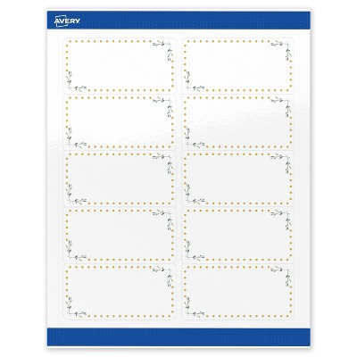 Avery 2" x 4" Labels, Gold Dots with Green Florals, 100 ct