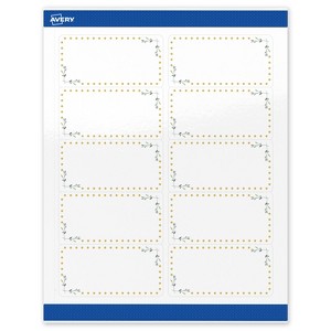 Avery 2" x 4" Labels, Gold Dots with Green Florals, 100 ct - 1 of 4