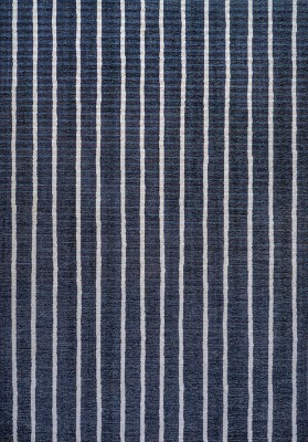 Ivory and Navy Striped 8' x 10' Machine-Washable Rug