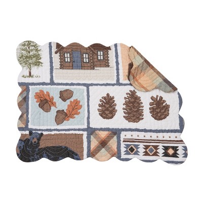 C&F Home 13" x 19" Oakley Maple Leaf Acorn Pinecone Black Bear Cabin Pine Trees Scalloped Rectangle Tabletop Placemats, Set of 6