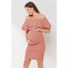 Hello Miz Women's Off Shoulder Double Ruffle Maternity Dress - 2 of 4