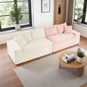 120" Color-Block Turtle Velvet Sofa with Ergonomic Backrests & High-Density Cushions - 1 of 4