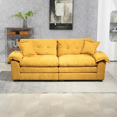 SKRAN 84" Chenille Cloud Sofa Couch, Deep Seat Loveseat, with Memory Foam, 2 Pillows and Dual-Layer Seat Padding for Living Room, Apartment, Office