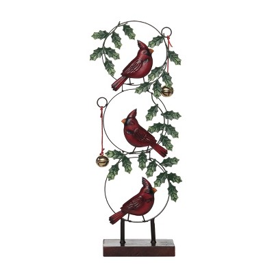 Transpac Metal 18.25 in. Multicolored Christmas Birds and Bells Decor