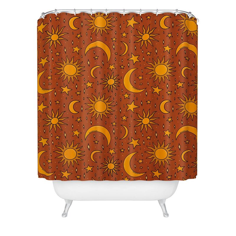 Vintage Star and Sun Shower Curtain Rust - Deny Designs, 1 of 4