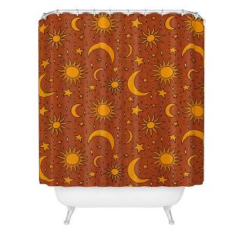 Vintage Star and Sun Shower Curtain Rust - Deny Designs