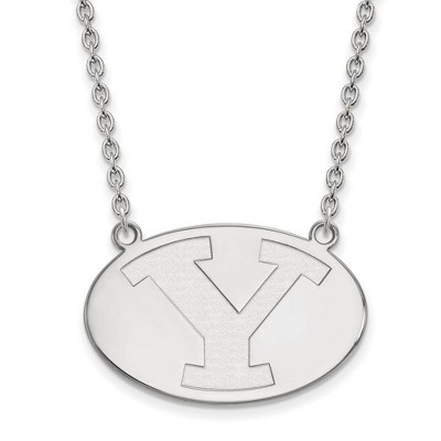 Black Bow Jewelry 14k White Gold Brigham Young Cougars NCAA Necklace 18 Inch