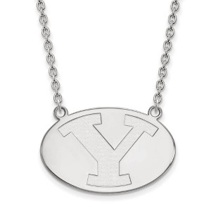 Black Bow Jewelry 14k White Gold Brigham Young Cougars NCAA Necklace 18 Inch - 1 of 4