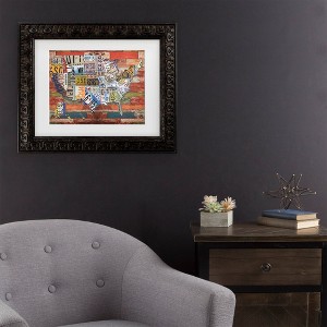 Trademark Fine Art Masters Fine Art USA License Plate on Colorful Wood Matted Framed Art - 1 of 4