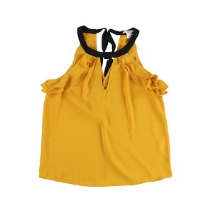 bar III Womens Ruffle Sleeveless Blouse Top, Yellow, X-Large - 1 of 2