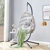 FIONECA Heavy-Duty Wicker Hanging Egg Chair ¨C Single Person Indoor/Outdoor Swing with Iron Frame, Gray - 3 of 4