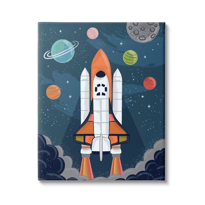 Stupell Industries Rocket Ship Ready for Flight Outer Space Planets Canvas Wall Art, 1 of 6
