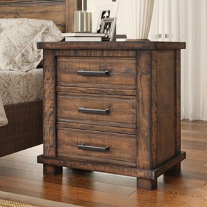 Airsurfer 3-Drawer Rustic Brown Nightstands Rustic Charm Bedroom Dresser Storage Drawer for Bedroom Organization - 1 of 4