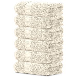 White Classic Luxury 100% Cotton Hand Towels Set of 6 - 16x30" - 1 of 4