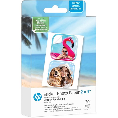 Hp Sprocket 2x3 Premium Zink Pre-cut Sticker Photo Paper, 30