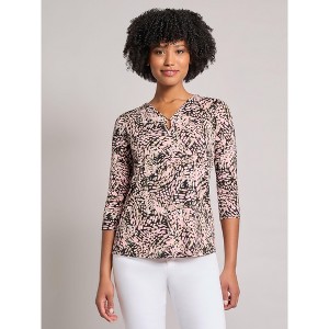 Petite Printed Keyhole Neckline Top - 1 of 3