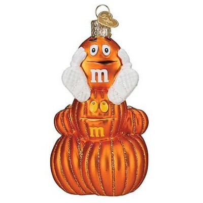 Old World Christmas 4.0 Inch M&M's Orange Autumn Pumpkins Chocolate Tree Ornaments