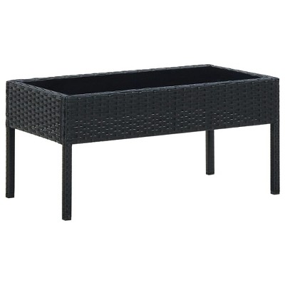 vidaXL Patio Table Black 29.5 in.x15.7 in.x14.6 in. Poly Rattan