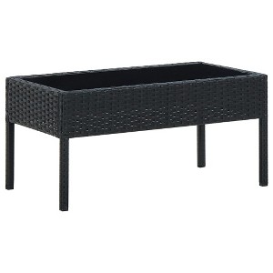 vidaXL Patio Table Black 29.5 in.x15.7 in.x14.6 in. Poly Rattan - 1 of 4