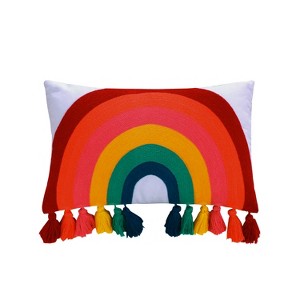 Chantal Rainbow Crewel Tassel Decorative Pillow - Arte Boema - 1 of 4