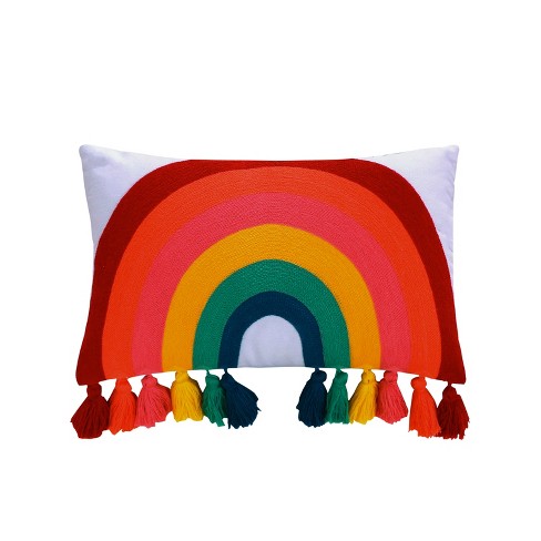 Chantal Rainbow Crewel Tassel Decorative Pillow - Arte Boema - image 1 of 4