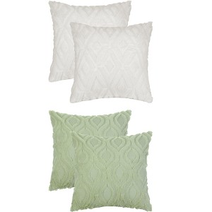 Unique Bargains Patterned Soft Shaggy Plush Faux Fur Throw Pillow Covers Set 4 Pcs - 1 of 4