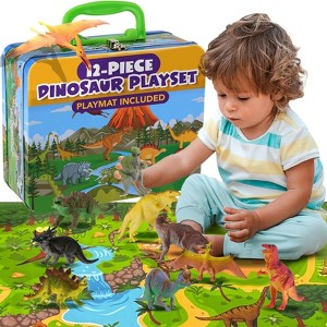 Beyond Innoventions 12-Piece Collectible Dinosaur Set for Kids 3-7 with Play Mat & Storage Box - 1 of 4