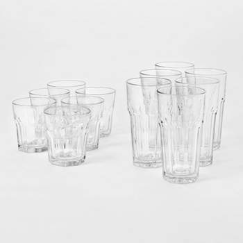12pc Glass Tremont Tall and Short Faceted Tumbler Set - Threshold™