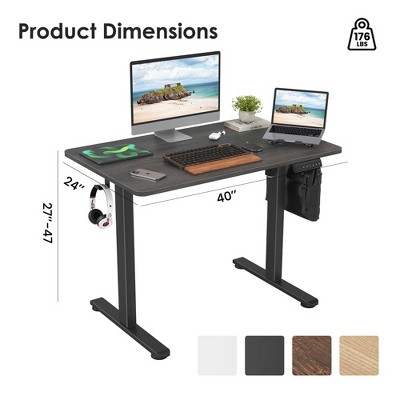 Product dimensions illustration of desk with measurements