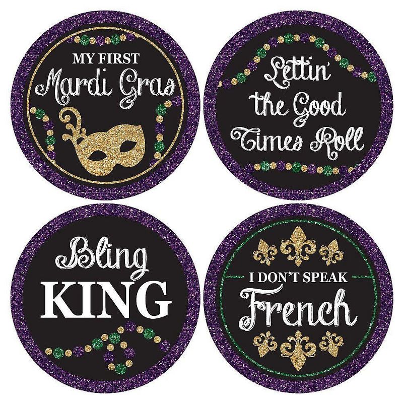 Big Dot of Happiness Mardi Gras - Masquerade Party Name Tags - Party Badges Sticker Set of 12, 5 of 6