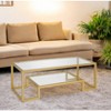 HomeRoots 45" Clear And Gold Glass And Steel Sled Coffee Table With Shelf - 2 of 4