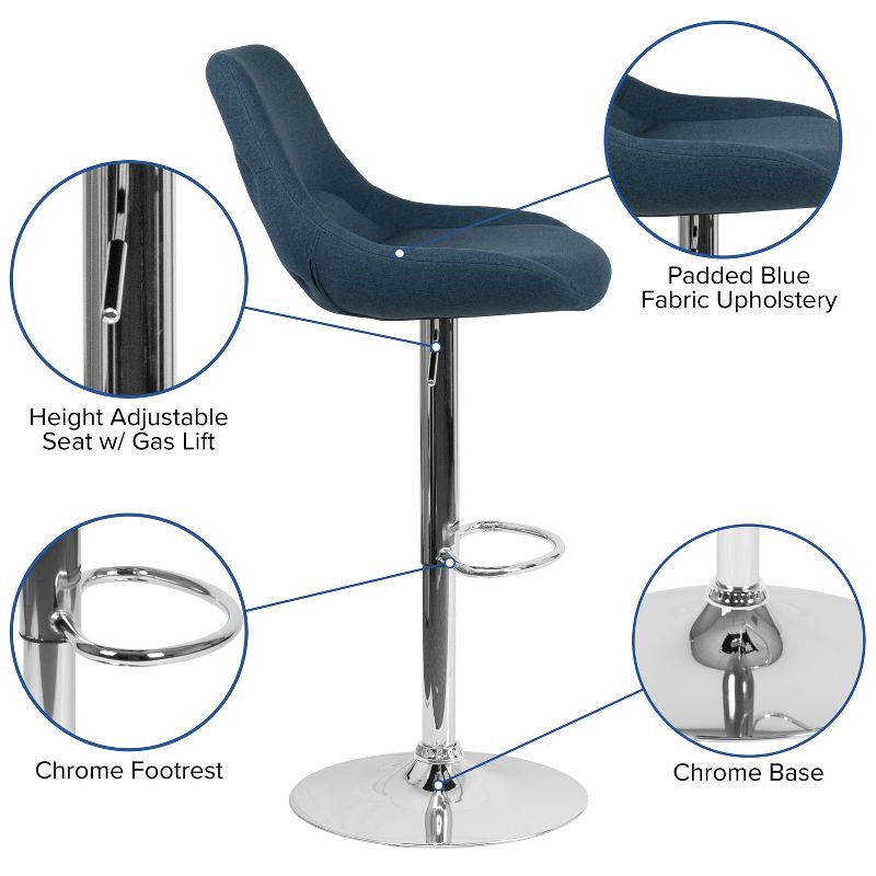 Flash Furniture Contemporary Adjustable Height Gas Lift Swivel Bar Stool with Support Pillow - Kitchen Dining Stool, 6 of 14