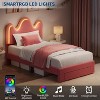 Bed Frame with LED Headboard and Under-Bed Drawer,Metal Upholstered Platform Bed with LED Light for Kids,Lamb Fleece Fabric,No Box Spring Needed - 4 of 4