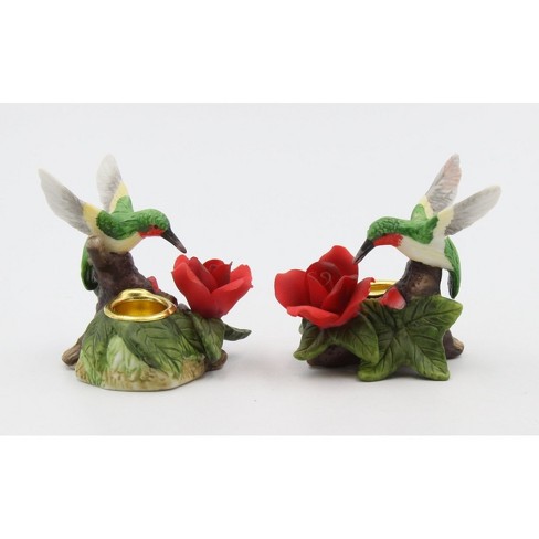 Kevins Gift Shoppe Ceramic Hummingbird with Rose Flower Candle Holder-Set of 2 - image 1 of 3