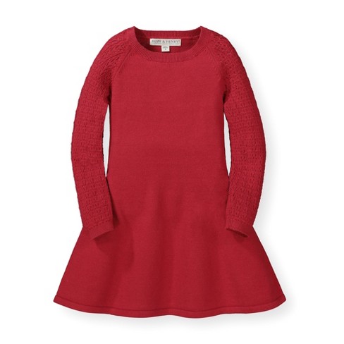 Hope u0026 Henry Girls' Skater Sweater Dress With Pointelle Sleeves (red  Pointelle, 12-18 Months) : Target
