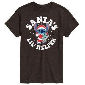 Men's - Lilo and Stitch - Santas Lil Helper Christmas Short Sleeve Graphic T-Shirt - 1 of 4