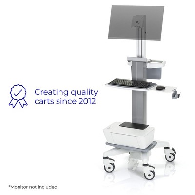 Stand Steady Medical Computer Cart for All-in-One Computers | Height Adjustable VESA-Compatible Mobile Computer Cart with Wheels