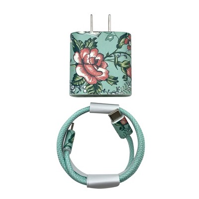 Olivia Pratt Printed Wall Charger 20W USB-C Power Adapter with USB-C to Lightning 3.3ft Nylon Cable