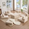 TiramisuBest 10 in 1 Convertible Sectional Sofa L Shape Corduroy Floor Sleeper Side Pocket 6 Pillows Modular DIY Small Space - 3 of 4